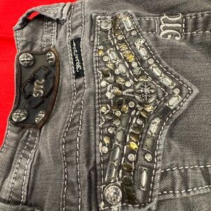 Miss Me Gray Embellished Skinny Jeans